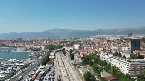 Aerial view of Split's train station, providing a glimpse of the city's Video stock 284602048