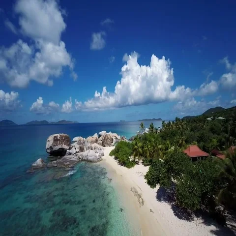 Aerial view of spring bay, Virgin Gorda, British Virgin Islands Stock Footage 69407375