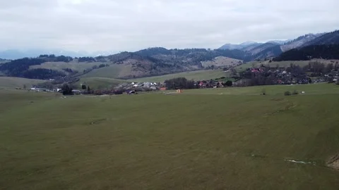 Aerial view of spring meadow Video stock 238539750