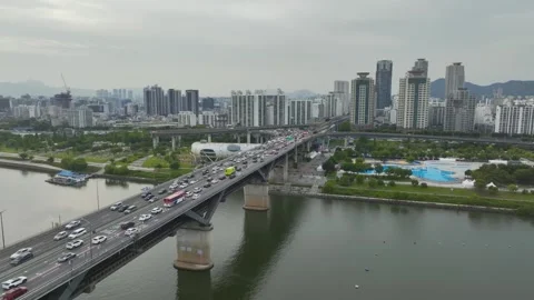 Aerial view of Spring in South Korea, Jayang Stock Footage 295275083