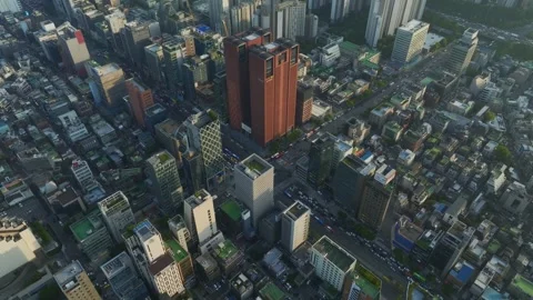 Aerial view of Spring in South Korea, Gangnam Stock Footage 295780341