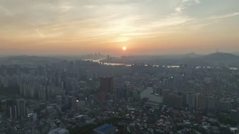 Aerial view of Spring in South Korea, Gangnam Stock Footage 295811366