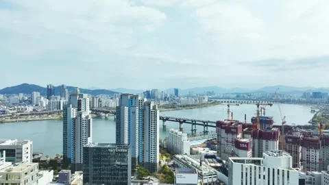 Aerial View of Spring in South Korea, Cheongdam Stock Footage 296019257