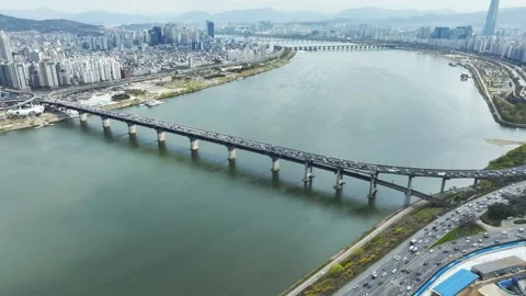 Aerial View of Spring in South Korea, Cheongdam Stock Footage 296020004