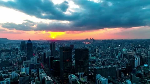 Aerial View of Spring in South Korea, Gangnam Stock Footage 296191353
