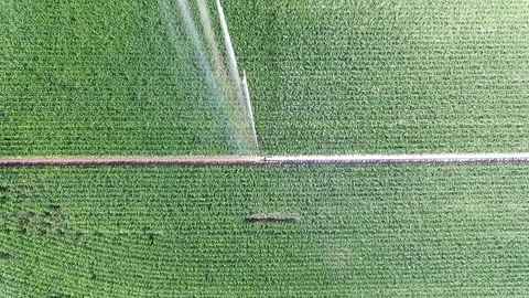 Aerial view of a sprinkler Stock Footage 70989955