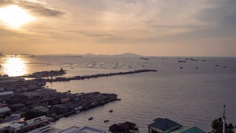 Aerial view of Sriracha beach Stock Footage 169980968