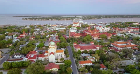 Aerial view of St. Augustine, Florida. American city old historical architecture Stock Footage 317102211