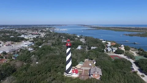 Aerial view of St. Augustine Lighthouse Video stock 95020020