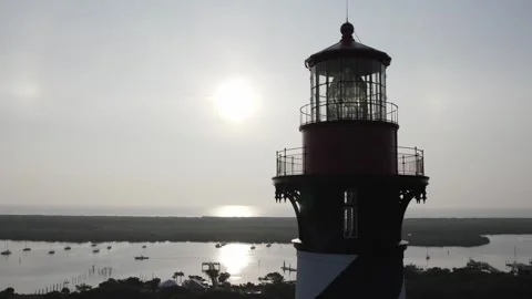 Aerial view of the St. Augustine Lighthouse, United States. Stock Footage 324728583