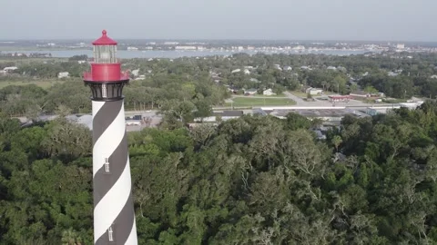 Aerial view of St. Augustine Lighthouse, United States. Stock Footage 324728593