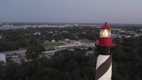 Aerial view of St. Augustine Lighthouse, United States. Stock Footage 324729549