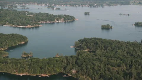 Aerial view of the St. Lawrence River at sunrise Stock-Footage 341734943