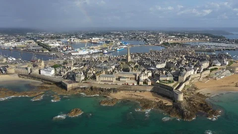 Aerial view of St Malo Stock Footage 117463537