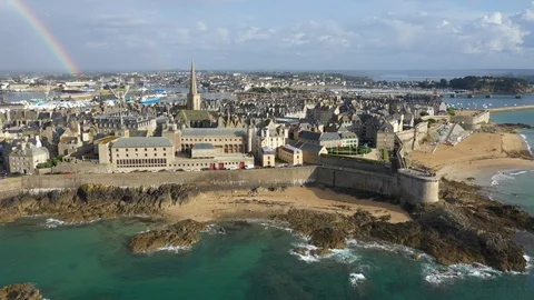 Aerial view of St Malo Stock Footage 117463555