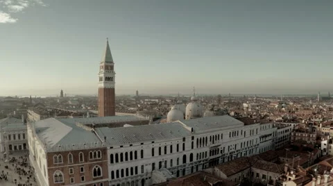 Aerial view of  St. Mark's Square in Venice Stock Footage 47597771