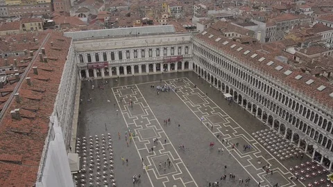 Aerial view of St Marks Square, Venice, Italy Stock Footage 79823749
