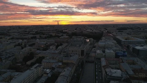 Aerial view on the St. Nicholas Naval Cathedral and Kryukov Canal. Stock Footage 89780227
