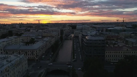 Aerial view on the St. Nicholas Naval Cathedral and Kryukov Canal. Stock Footage 89780646