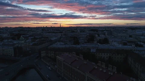 Aerial view on the St. Nicholas Naval Cathedral and Kryukov Canal. Stock Footage 89785265