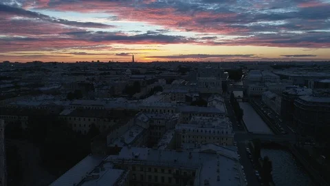 Aerial view on the St. Nicholas Naval Cathedral and Kryukov Canal. Stock Footage 89786330