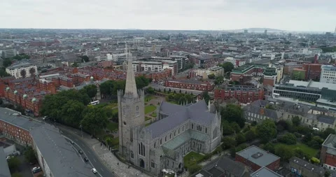Aerial View of St Patrick's Cathedral, Dublin Stock Footage 233596503