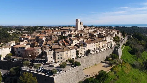 Aerial view of St Paul de Vence Stock-Footage 88097314