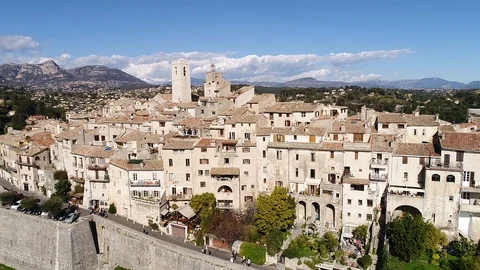 Aerial view of St Paul de Vence Stock Footage 88097702