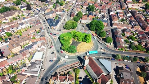 Aerial View of St Paul’s Roundabout in Salisbury England Video stock 342319085