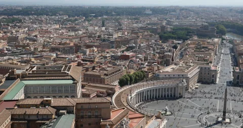 Aerial view to St. Peter square and cityscape of Rome, Italy Video stock 95762670