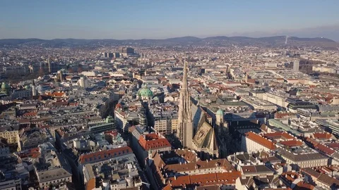 Aerial view of St. Stephen's Cathedral Stock Footage 100671173