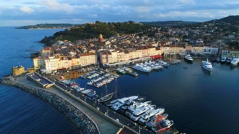 Aerial view of St. Tropez Stock Footage 87494356