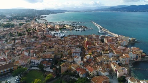Aerial view of St. Tropez Stock Footage 87494618
