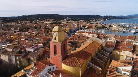 Aerial view of St Tropez Stock Footage 88094484