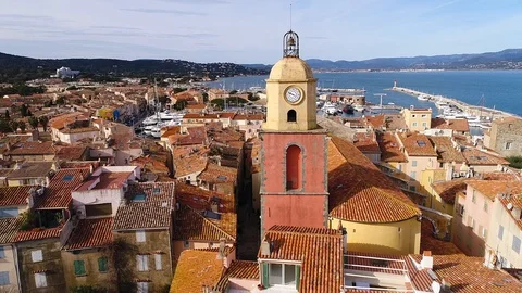 Aerial view of St Tropez Stock Footage 88094607