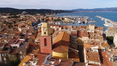 Aerial view of St Tropez Stock Footage 88094912