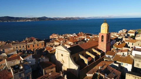 Aerial view of St Tropez Stock Footage 88095186