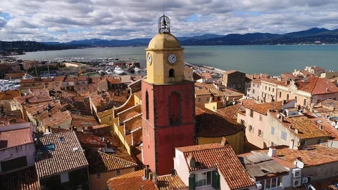 Aerial view of St Tropez Stock Footage 88095386