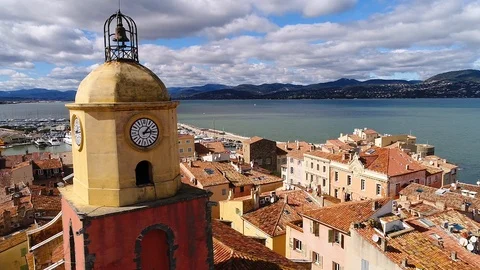 Aerial view of St Tropez Stock Footage 88095433