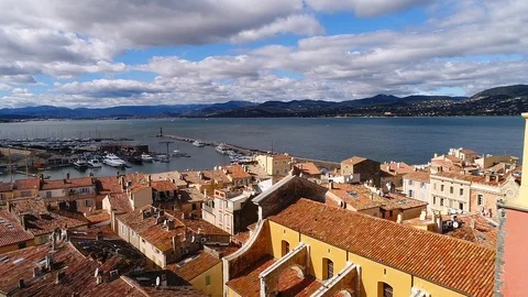 Aerial view of St Tropez Stock Footage 88095446