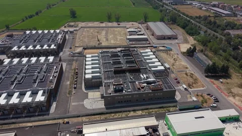 Aerial View of STACK Infrastructure Data Center in Italy Stock Footage 343297835