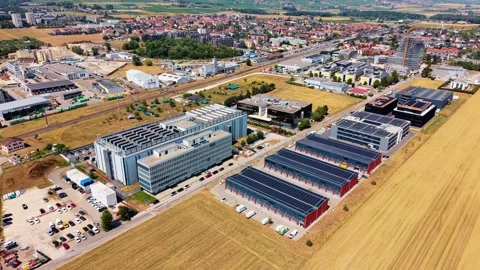 Aerial view of STACK Infrastructure GEN02A Data Center, Switzerland. Stock Footage 342252306