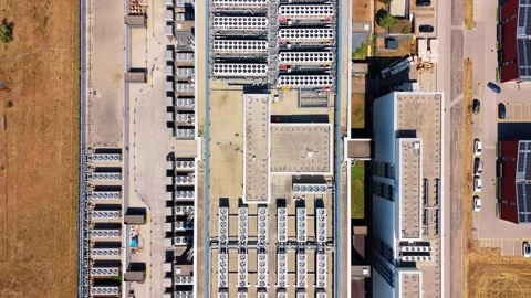 Aerial view of STACK Infrastructure GEN02A Data Center, Switzerland. Stock Footage 342252523