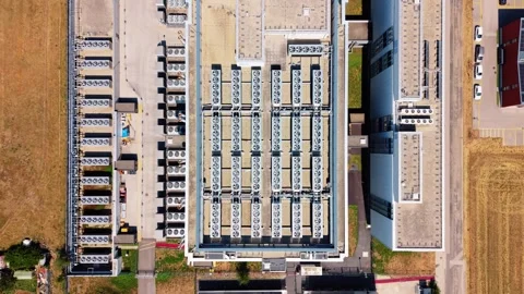 Aerial view of STACK Infrastructure GEN02A Data Center, Switzerland. Stock Footage 342252556
