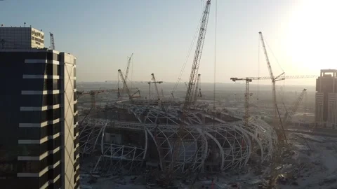 Aerial View of Stadium Construction in Al Khobar Saudi Arabia Stockbeeldmateriaal 334572399