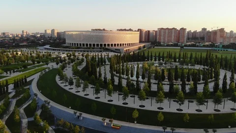 Aerial view of the stadium Krasnodar. Stock Footage 111390925