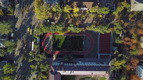 Aerial view of stadium in town Video stock 117931206