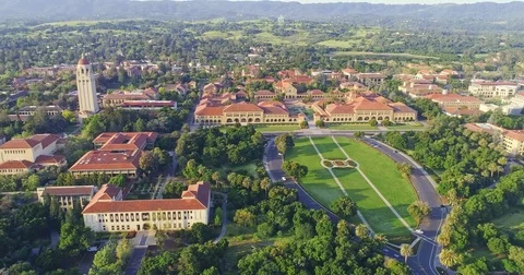 Aerial view of Stanford University, palo Alto, Silicon Valley Stock Footage