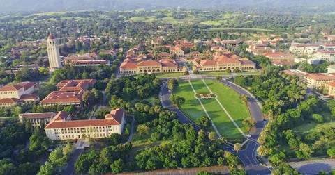 Aerial view of Stanford University, palo Alto, Silicon Valley Stock Footage