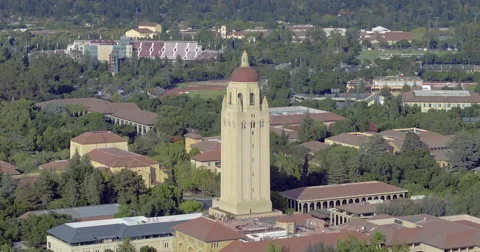 Aerial view of Stanford University, Plao Alto, Silicon Valley Stock Footage
